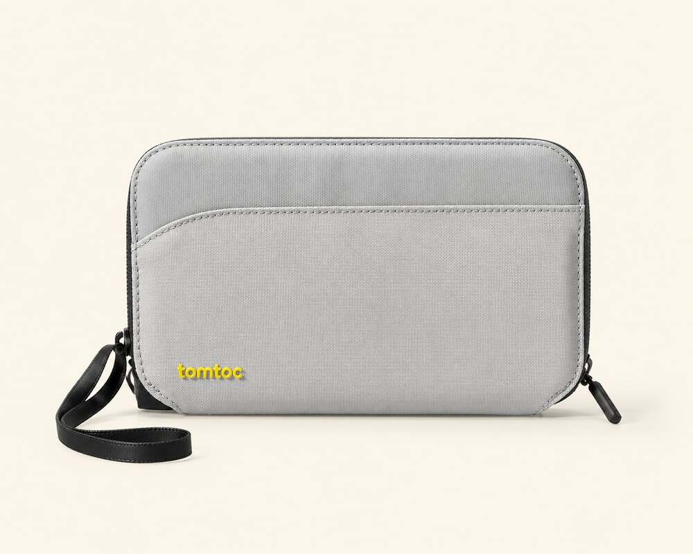 Tomtoc Tech Organizer Travel Cable Case Gray RFID Protected‎ Pouch